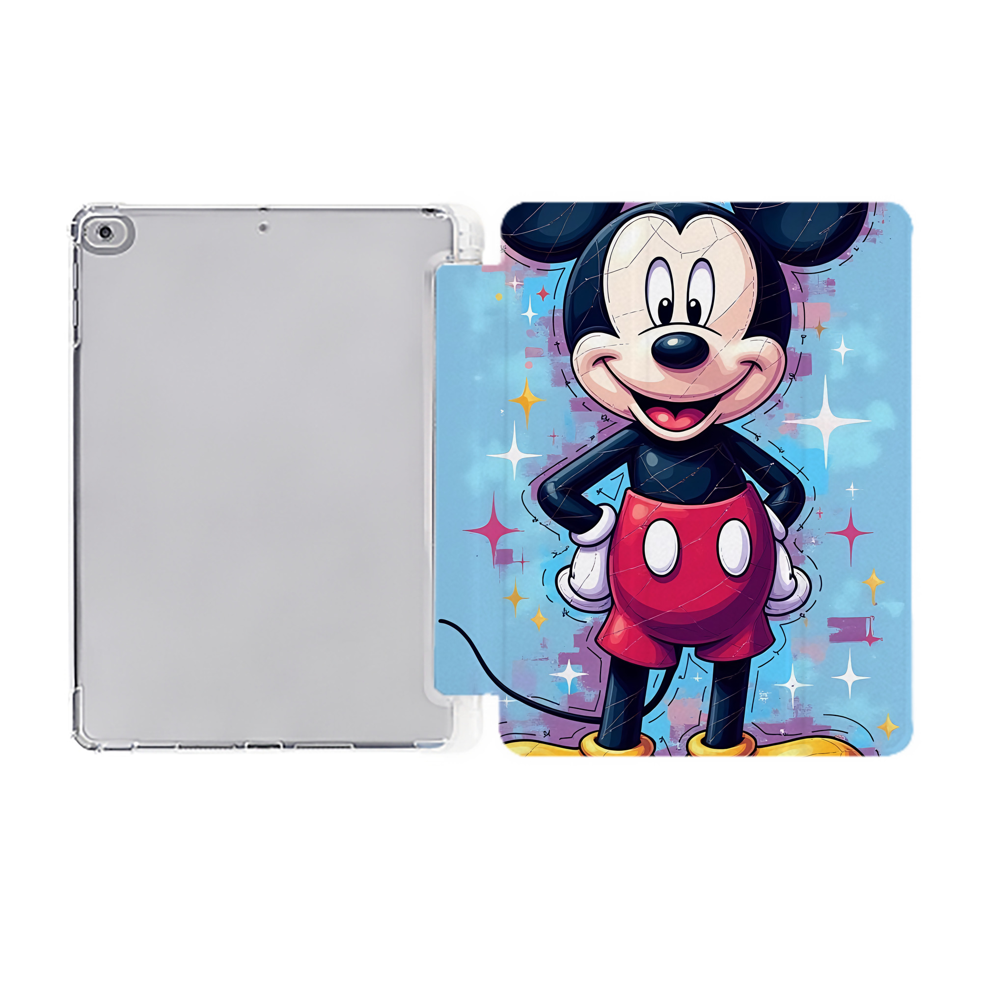 ミッキーマウス Mickey Mouse IPad ケース ペン収納付き 三つ折りスタンド PUレザー×シリコン 対応機種9.5/10.5/10.9インチ